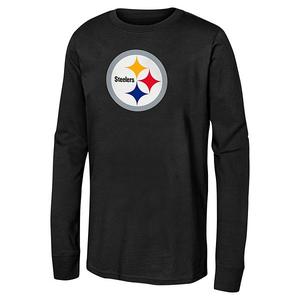 Футболка с длинным рукавом Youth black Pittsburgh Steelers Primary Logo Outerstuff