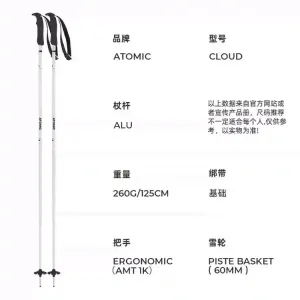 Atomic Новые лыжные палки модель 2425 cloud white для мужчин и женщин, 120 см