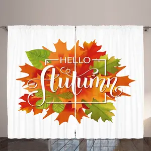 Штора ABAKUHAUS Hello Fall Rustic, узор Сентябрьское время, универсальная ленточная штора для гостиной с петлями и крючками, 280 x 225 см, белый многоцветный Abakuhaus