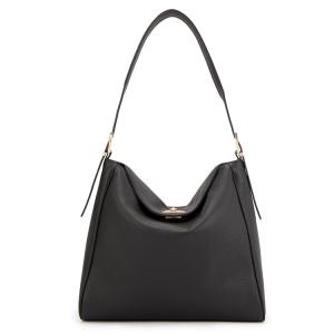 ELLE Сумка через плечо из натуральной кожи крупного рогатого скота Top Grain большая женская Light Gray/Black