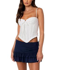 Корсет Edikted Greca в полоску из поплина, белый