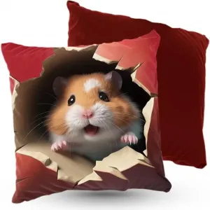 Подушка велюровая "Хомяк" ПРЕМИУМ 40х40 см декоративная с наполнителем для гостиной, спальни или в подарок 5made