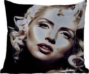 Подушка для улицы - для женщин - винтажная - помада - блонд - локоны - 60 x 60 см - водонепроницаемая - подушка для отдыха - декоративная - подушка для сна MuchoWow