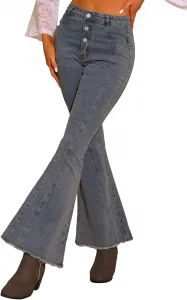 Allegra K женские джинсы клеш с высокой посадкой stretchy retro flared