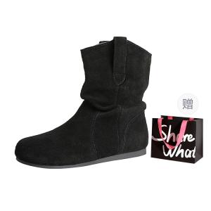 BIGTREE Женские черные ботильоны с подарочной сумкой, цвет Black+Shopping Bag