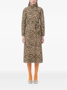 Пальто с поясом и леопардовым принтом VALENTINO GARAVANI, коричневый