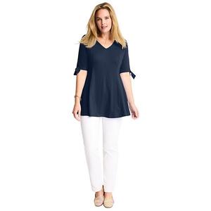 Туника с рукавами три четверти и завязками, plus size Woman Within, Navy