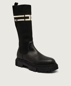 Кожаные сапоги Elisabetta Franchi, черный