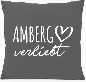 Подушка для дивана Huuraa Влюбленная Амберг 40x40 см с наполнителем из хлопка стального серого цвета, сувенир Амберг Hellweg Druckerei