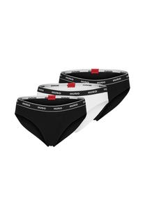 Женские трусы, 3 шт. в полоску с буквами, нижнее белье, хлопок, логотип, однотонный HUGO, черный