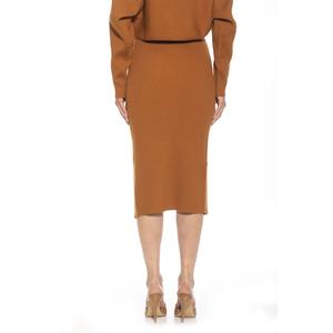 Женская трикотажная юбка миди в рубчик с высоким разрезом ALEXIA ADMOR ALEXIA ADMOR