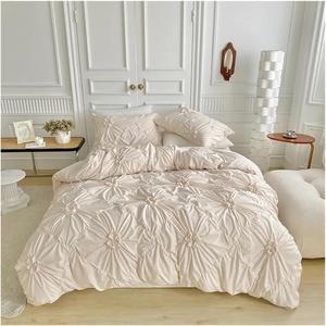 YUSIWOAL Комплект постельного белья V-intage с 3D цветочной вышивкой Beige