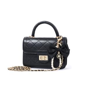 Маленькая квадратная сумка через плечо на пояс среднего размера женская черная OTA, милый стиль розовая, со съемным шармом