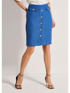 MADELEINE Узкая юбка-карандаш с блестящими акцентами королевского синего цвета