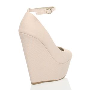 Туфли-лодочки на платформе и высокой танкетке с ремешком на щиколотке AJVANI, розовый