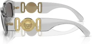 Мужские солнцезащитные очки Versace, черная оправа, темно-серые линзы, 53 мм, Transparent Grey