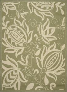 Ковер SAFAVIEH, 244 x 336 см, Courtyard Collection Olive / Natural CY2961 Floral для дома и улицы, водонепроницаемый, легко чистится, для патио, заднего двора, прихожей