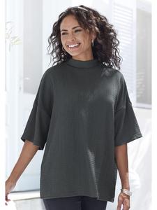 Рубашка с короткими рукавами серо-зеленого цвета LASCANA