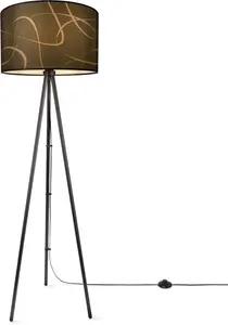 Торшер Paco Home "Trina Tribal", лампа E27 | без лампы, торшер, штатив с абажуром, тканевый штатив, современный винтаж, однотонный Рост: 148,5 см, черный