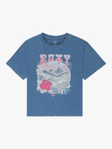 Детская хлопковая футболка с принтом оверсайз с коротким рукавом Roxy, Vintage Indigo