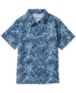 Большие мальчики, лагерная рубашка с коротким рукавом Super Slack Tide Columbia, синий