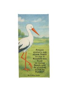 Mr. & Mrs. Panda Хлопковое полотенце с изображением аиста и надписью белого цвета