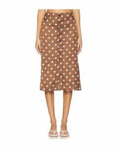 Юбка миди Miranda Satin Polka Dot шоколадный Free People, шоколадный