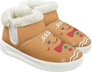 Зимние женские ботинки, утепленные флисом, теплые короткие ботильоны для улицы, противоскользящие и удобные Hechitok, Christmas Gingersnap