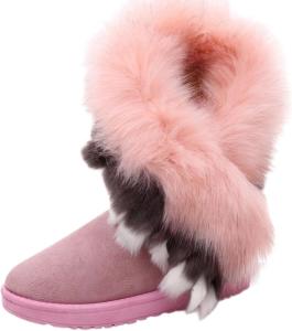 Женские зимние термо-сапоги с искусственным мехом и помпоном, с теплой пушистой подкладкой, противоскользящие, для прогулок на улице ODUODU, Pink