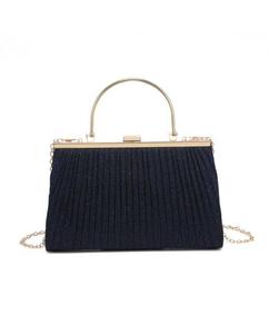 Элегантная вечерняя сумочка-клатч со складками и металлической ручкой JFY, синий