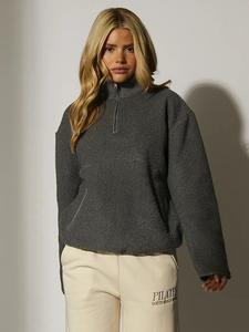 Джемпер South Beach с флисовой спинкой и застежкой-молнией 1/4, серый