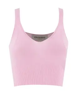 Ребристый топ с V-образным вырезом Ermanno Scervino, розовый