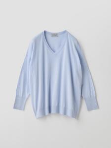 Хлопковый пуловер с V-образным вырезом, широкой вязки | S4831 | 30 г