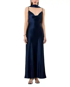 Платье без рукавов «Женева» с воротником-хомутом и боковым разрезом Nicholas, синий