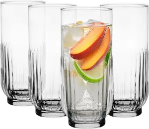Набор из 4 стаканов GLASMARK объемом 360 мл (макс. 380 мл) для лонг-дринков, 4 предмета, прозрачная стеклянная посуда для соков и коктейлей, стаканы для сока, стаканы для питья Glasmark KROSNO 1992
