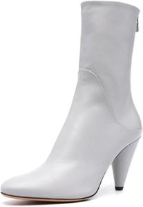 Женские милые ботильоны Tang'scuisins с круглым носком, застежкой-молнией сзади, средней конусообразной подошвой, для ежедневного ношения и официальных мероприятий, размеры 4-16 US, Light Grey