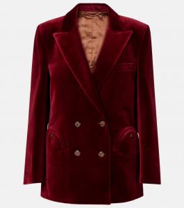 Двубортный блейзер из хлопкового бархата на каждый день Blazé Milano, Wine