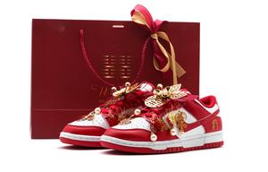 Nike Кроссовки для скейтбординга Dunk, устойчивые к истиранию, низкие, унисекс, красные, белые