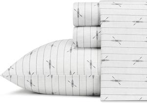 Комплект постельного белья Eddie Bauer King Size из хлопкового перкаля, Crisp & Cool Home Decor (Downstream, King Size), Downstream Light Grey/Grey