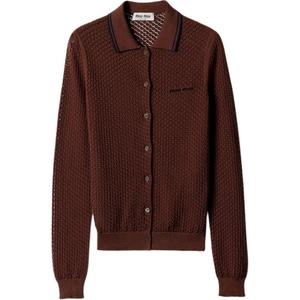 Хлопковый кардиган MIU MIU, коричневый