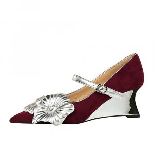 Туфли Мэри Джейн на нестандартном каблуке для женщин QITUMAUL, Black[Heel Height 6Cm]