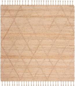 Ковер SAFAVIEH, 244 x 244 см, Natural Fiber Collection - Natural, Farmhouse Rustic Moroccan Trellis Braided Tassel Jute Design, идеально подходит для помещений с высокой проходимостью в гостиной, спальне (NF107B)