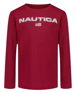 Мальчиковая футболка с длинным рукавом 2T-7 с дизайном флага США Nautica, красный