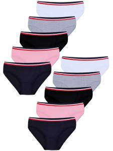 LOREZA Комплект из 10 трусиков в полоску, разных цветов