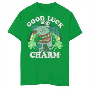 Мальчики 8-20 лет, Никелодеон Ааа!!! Футболка с амулетом на удачу и портретом Громбла Real Monsters Nickelodeon, цвет Kelly