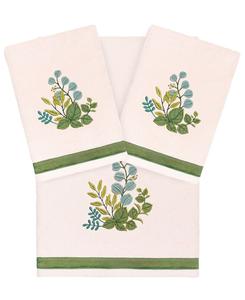 Набор из 3 банных полотенец из турецкого хлопка с вышивкой Botanica Linum Home, цвет blush