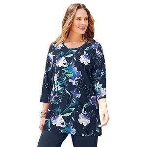 Футболка Women's plus size Suprema Feather Together Catherines, Navy Floral