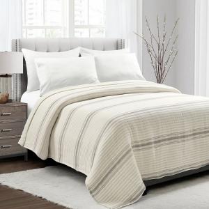 Одеяло в полоску с пышным декором в полоску Kantha Pick Stitch, окрашенное в пряжу Lush Decor, серый