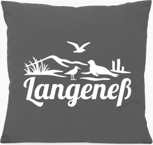 Подушка для дивана Huuraa Langeneß Beach Motif Gift 40x40 см с наполнителем Steel Grey Cotton Langeneß Souvenir Hellweg Druckerei