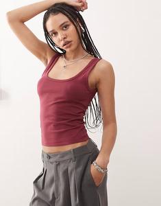 Топ COLLUSION с квадратным вырезом и бретельками, вишнево-красный